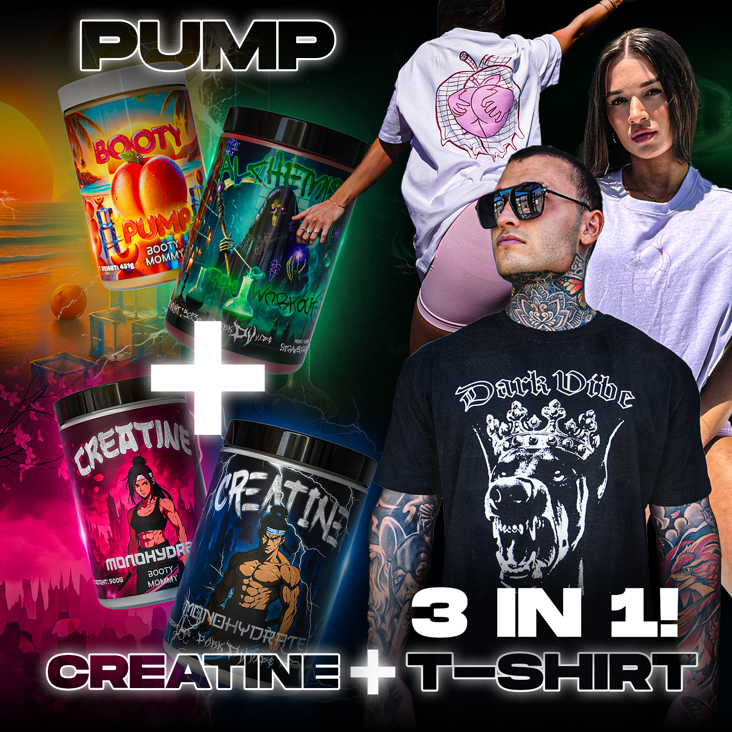 PRE-WORKOUT + CREATINE + T-SHIRT BUNDLE
