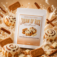 HIGH PROTEIN CREAM OF RICE WHITE CHOCOLATE LOTUS CINNAMON ROLLS