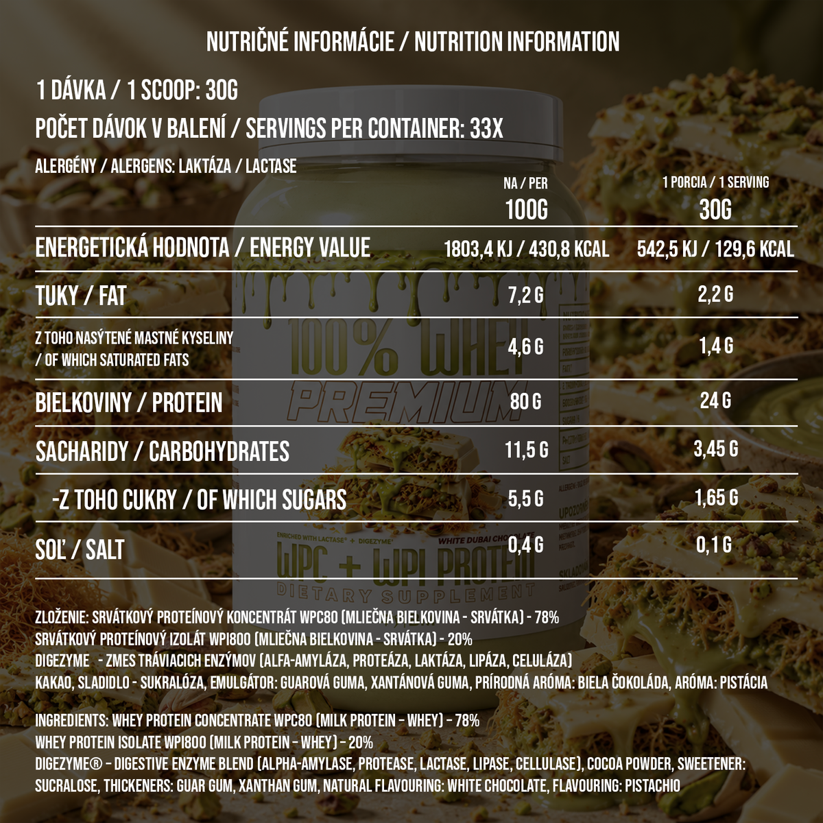 100% PREMIUM WHEY PROTEIN DUBAI CHOCOLATE